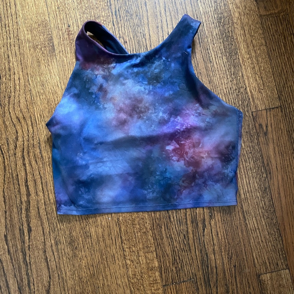 Athleta Blue and Purple Tie-Dye Crop Top